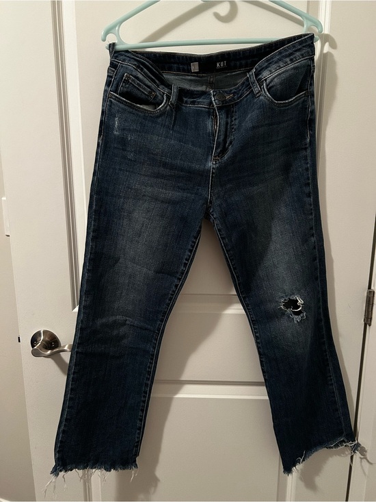 Kut from the Kloth Denim - Kut from the Kloth Dark Wash Cropped Distressed Jeans